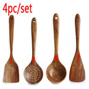 Colher De Louça De Madeira Natural, coador De Teca, Skimmer Especial De Sopa Nano, Colher De Cozinha, Kit De Ferramentas De Cozinha, 1-7Pcs por Conjunto