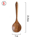 Colher De Louça De Madeira Natural, coador De Teca, Skimmer Especial De Sopa Nano, Colher De Cozinha, Kit De Ferramentas De Cozinha, 1-7Pcs por Conjunto