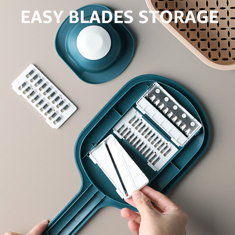 Fatiador de Mandolina Multifuncional para Cozinha, Ralador e Trituradores, Cortador com Filtro, Ferramentas de Frutas e Legumes, Batata, Cenoura, Pepino